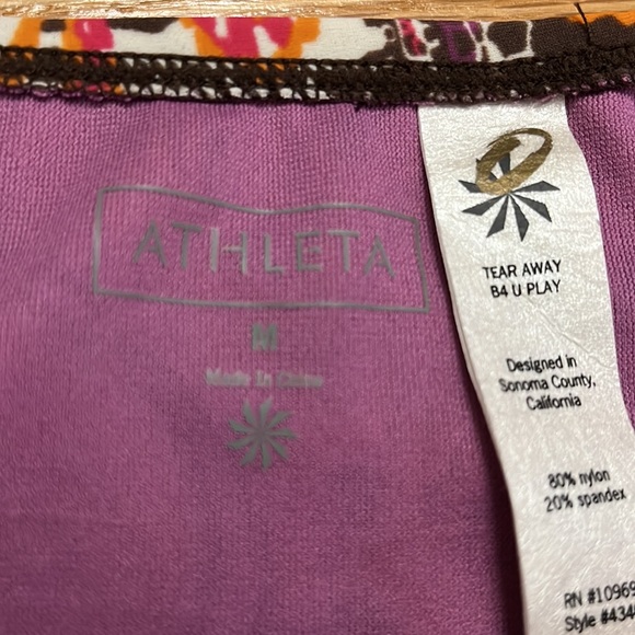 Athleta bikini bottom paisley print brown/orange/raspberry/purple/cream 2 ties - Picture 2 of 6